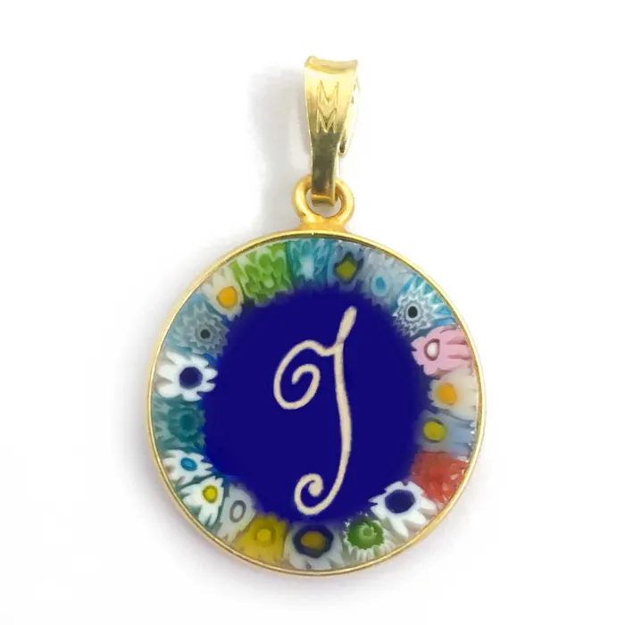 Necklaces Murrina glass pendant with initial MuranoVItrum