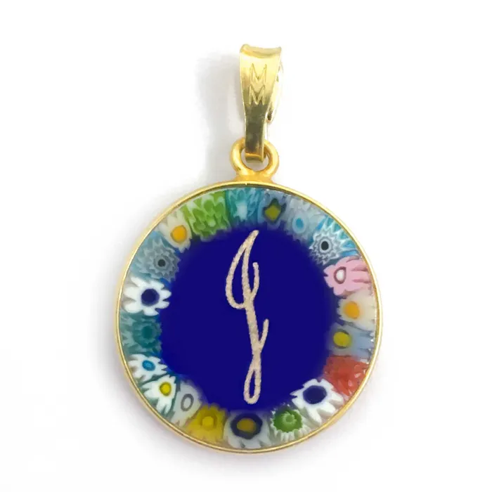 Necklaces Murrina glass pendant with initial MuranoVItrum