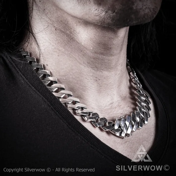 Necklaces silverwow Zig Zag Curb Necklace 15mm Wide