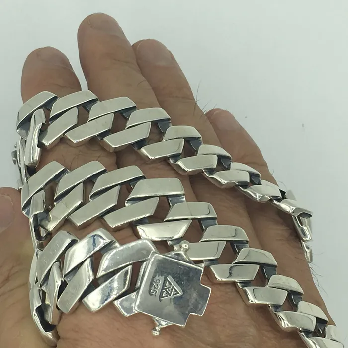Necklaces silverwow Zig Zag Curb Necklace 15mm Wide