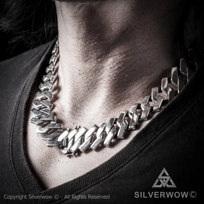 Necklaces silverwow Zig Zag Curb Necklace 15mm Wide