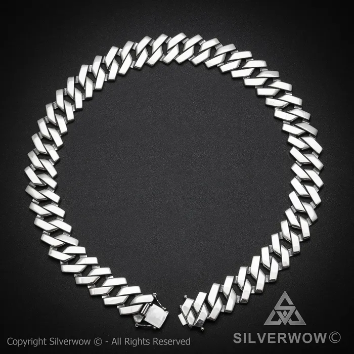 Necklaces silverwow Zig Zag Curb Necklace 15mm Wide