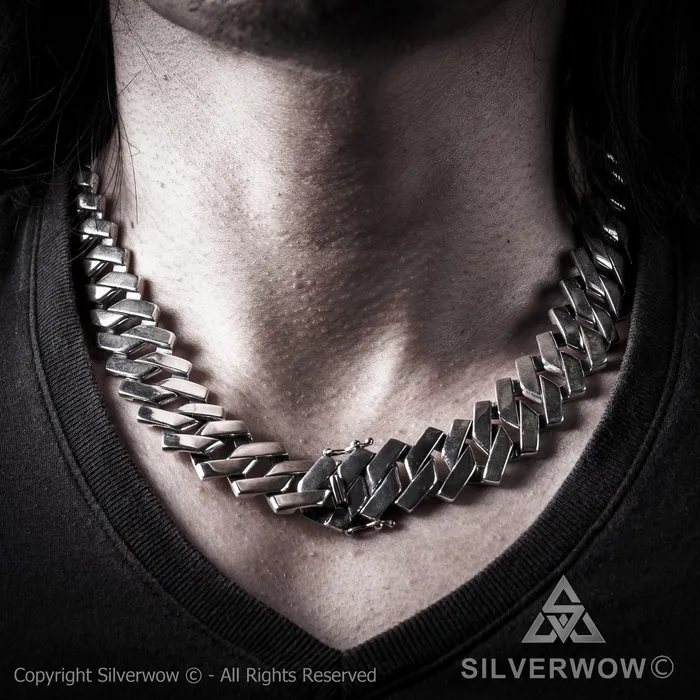 Necklaces silverwow Zig Zag Curb Necklace 15mm Wide