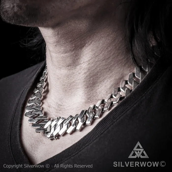 Necklaces silverwow Zig Zag Curb Necklace 15mm Wide
