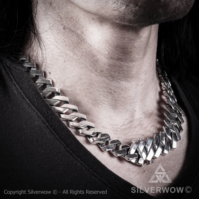 Necklaces silverwow Zig Zag Curb Necklace 15mm Wide
