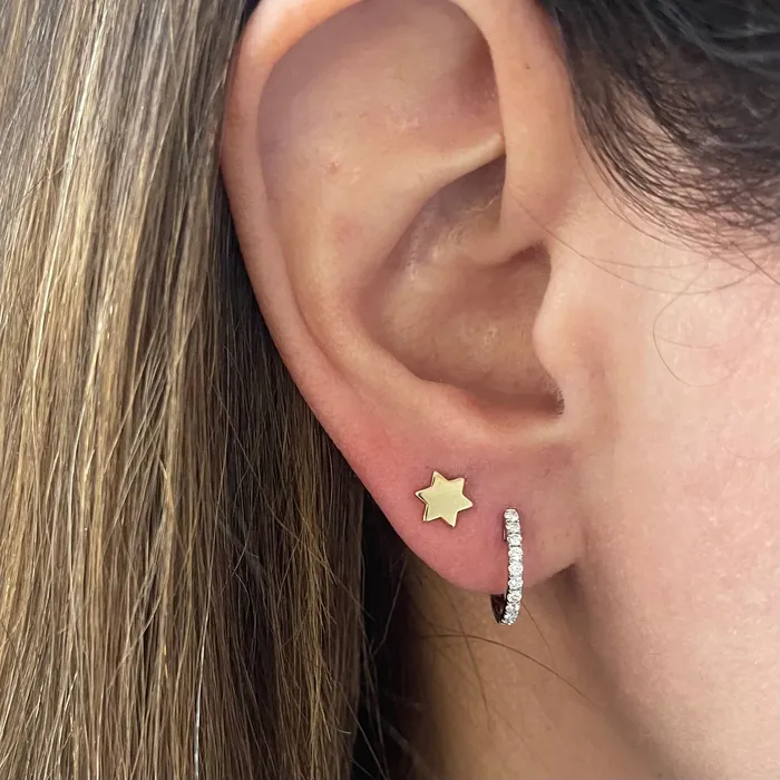 NicoleHD Jewelry Earrings 18k Gold 14mm Diamond Huggie Earring