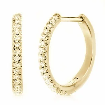 NicoleHD Jewelry Earrings 18k Gold 14mm Diamond Huggie Earring