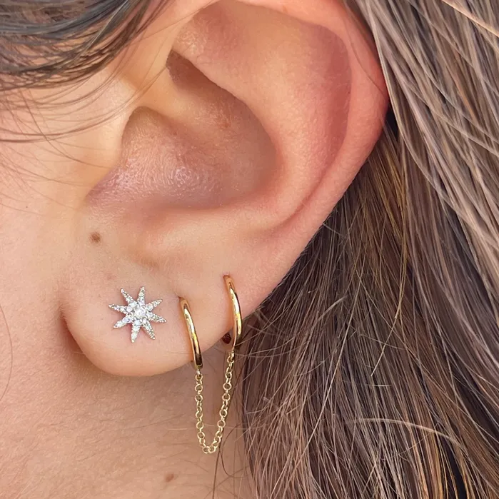 NicoleHD Jewelry Earrings Double Huggie Chain Gold Earring
