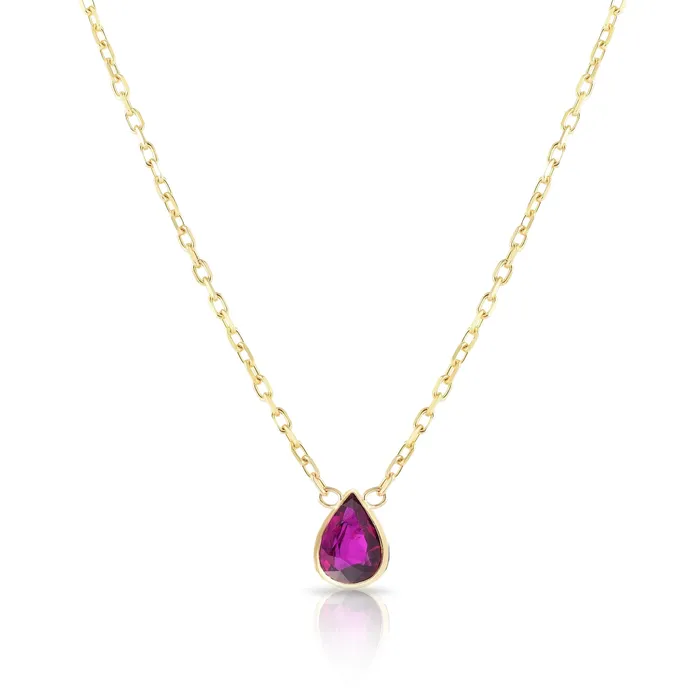 NicoleHD Jewelry Gold Pear Ruby Necklace Necklaces
