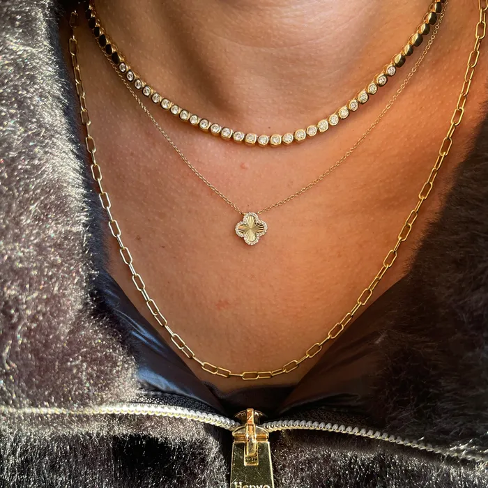 NicoleHD Jewelry Necklaces Bezel Set Diamond And Gold Choker Necklace