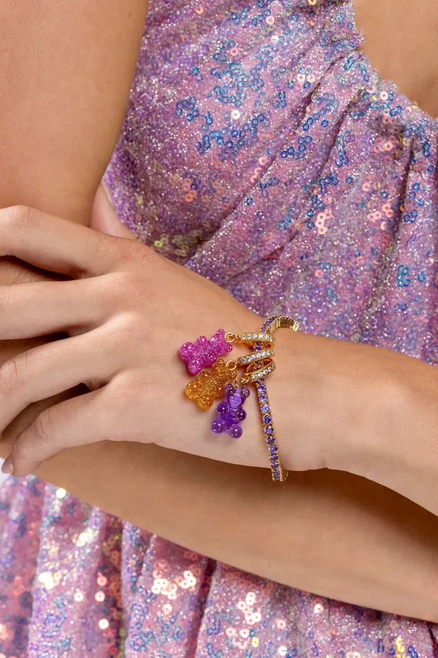Nostalgia bear Pave Connector Plum Crystal Haze Jewelry Rings
