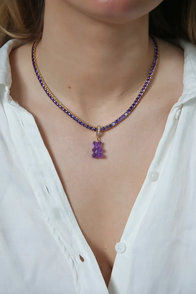 Nostalgia bear Pave Connector Plum Crystal Haze Jewelry Rings