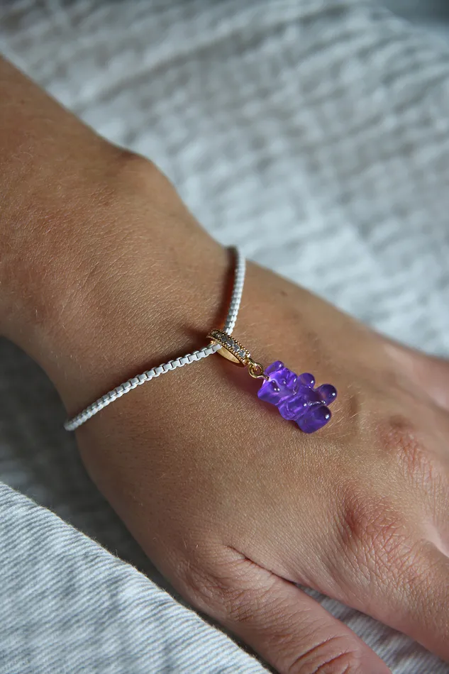 Nostalgia bear Pave Connector Plum Crystal Haze Jewelry Rings