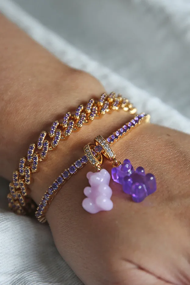Nostalgia bear Pave Connector Plum Crystal Haze Jewelry Rings