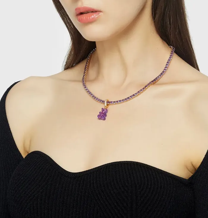 Nostalgia bear Pave Connector Plum Crystal Haze Jewelry Rings