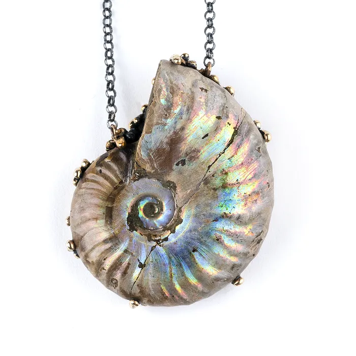 Opalized Ammonite Necklace Big stone Giardinoblu Necklaces