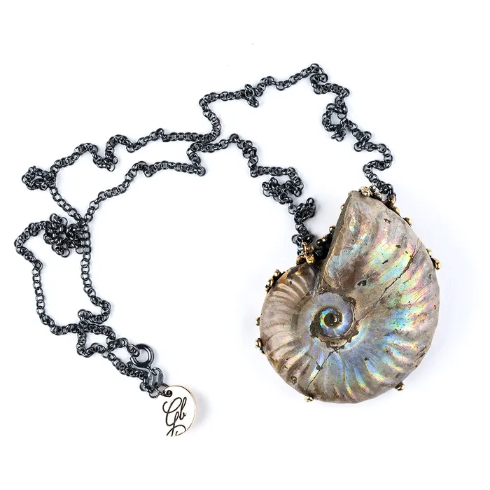 Opalized Ammonite Necklace Big stone Giardinoblu Necklaces
