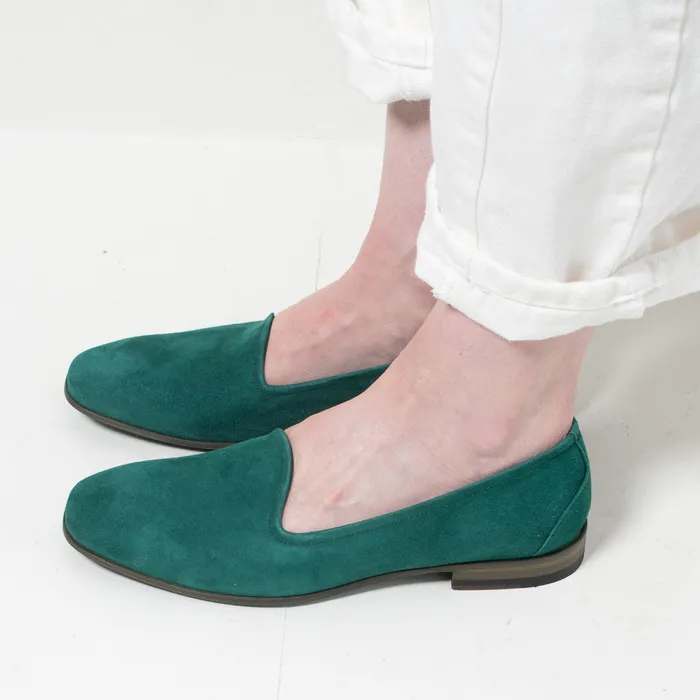 Pantanetti Suede Tuxedo Slippers emerald on sale warehouse closeout Earrings