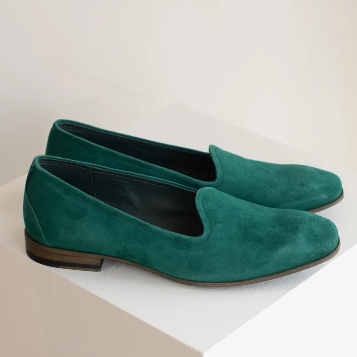 Pantanetti Suede Tuxedo Slippers emerald on sale warehouse closeout Earrings