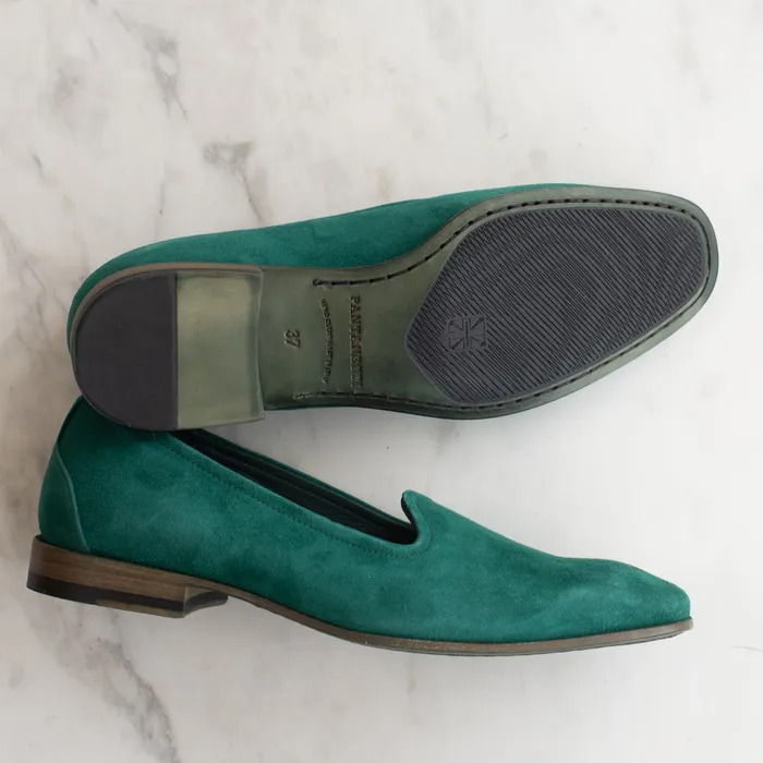 Pantanetti Suede Tuxedo Slippers emerald on sale warehouse closeout Earrings
