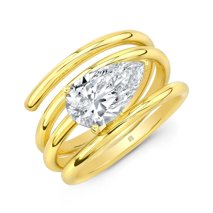 PearShaped 201ct Diamond Spiral Ring RAHAMINOV DIAMONDS INC Rings