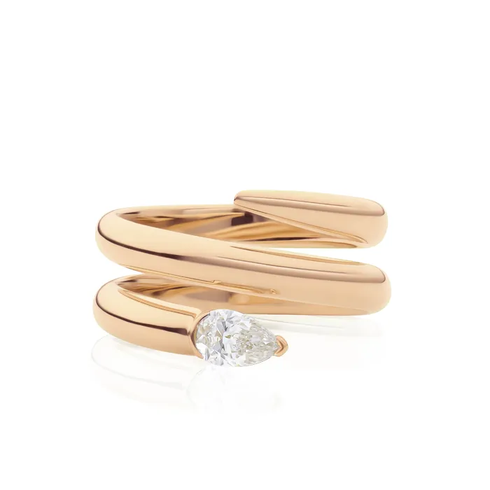 Phillips House Rings Pear Shape Diamond End 3 Coil Ring