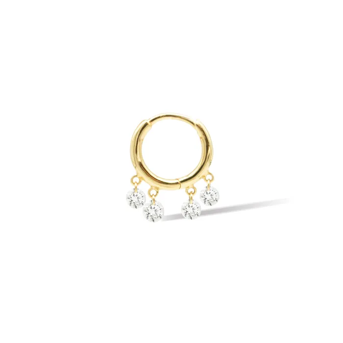 Polachecks Collection Earrings Single 4 Diamonds Hoop Earring