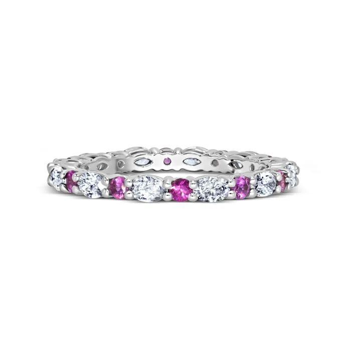 Polachecks Collection Pink Sapphire Diamond Eternity Band Rings