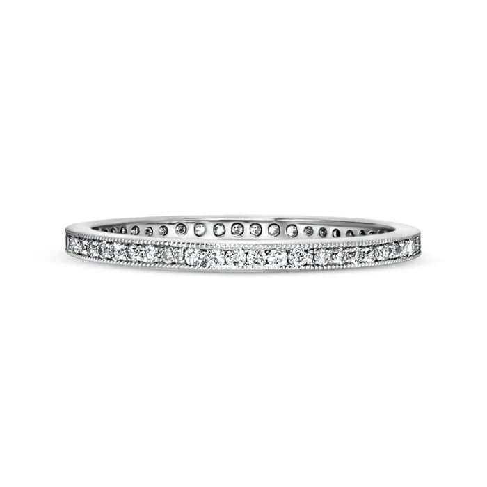 Polachecks Collection Rings Thin Beaded Edge Diamond Eternity Band 26tw