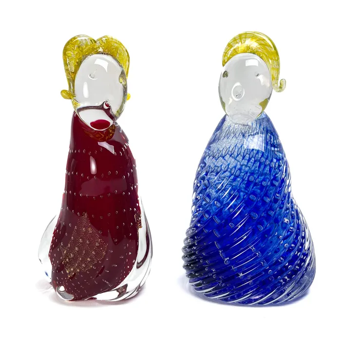 Poldo Figurine Red and Gold Blue and Gold MuranoVItrum Rings