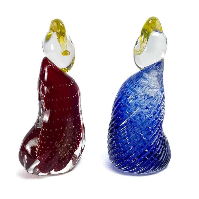 Poldo Figurine Red and Gold Blue and Gold MuranoVItrum Rings