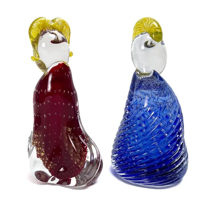 Poldo Figurine Red and Gold Blue and Gold MuranoVItrum Rings