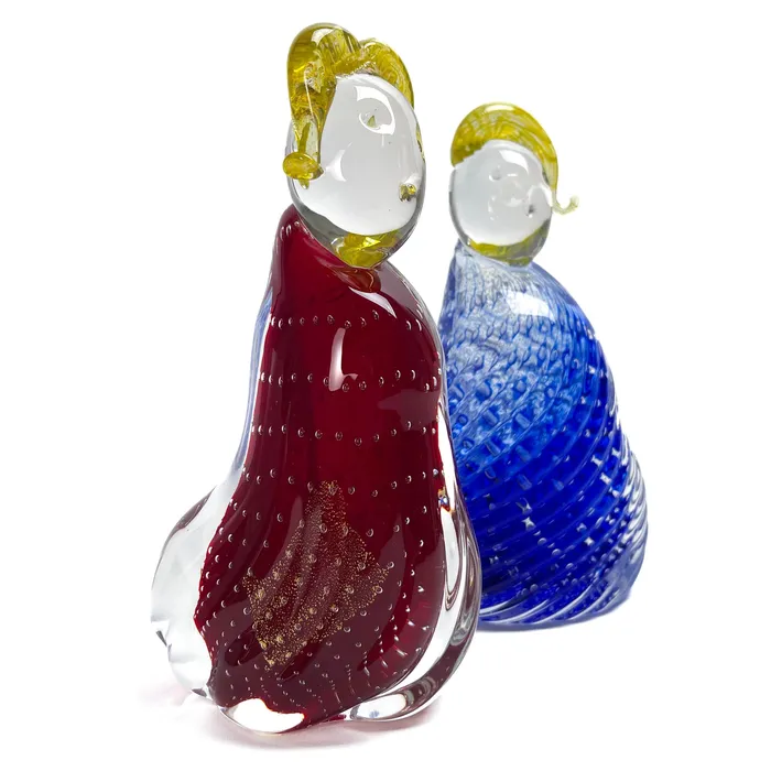 Poldo Figurine Red and Gold Blue and Gold MuranoVItrum Rings