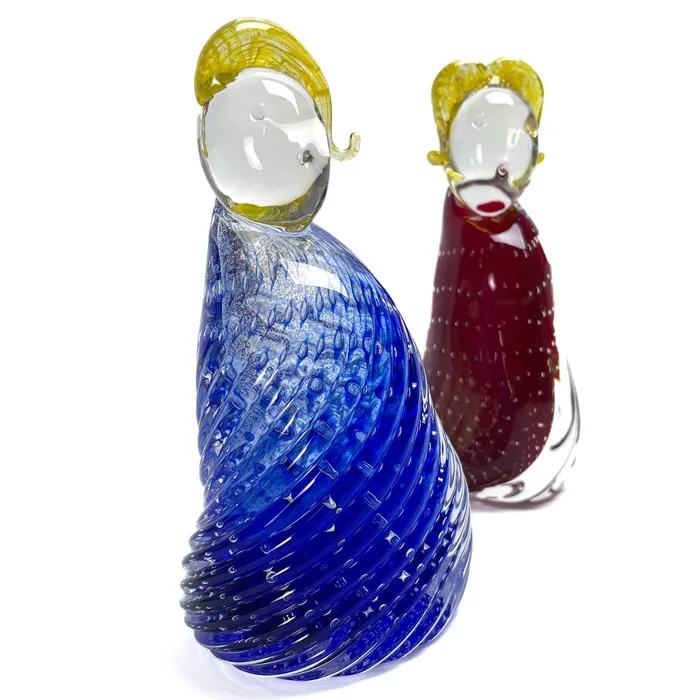 Poldo Figurine Red and Gold Blue and Gold MuranoVItrum Rings