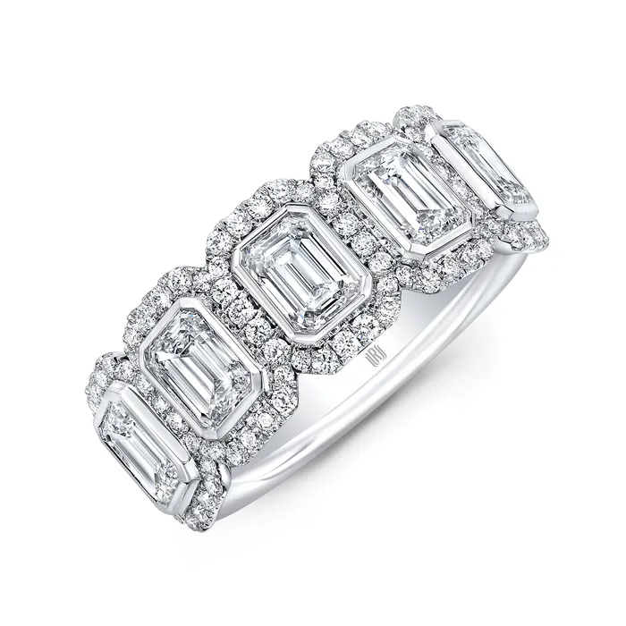 Rahaminov Diamonds Rings Emerald Round Brilliant Cut Diamond Band 250tw