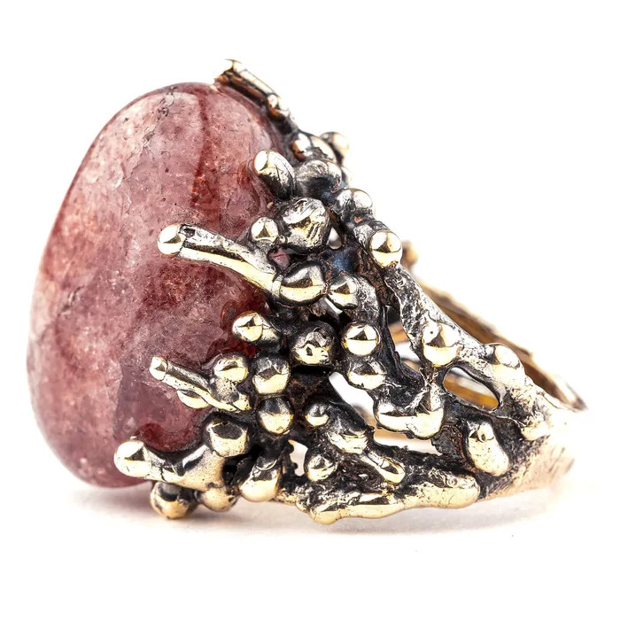Raspberry Quartz Ring One of a Kind Giardinoblu Rings