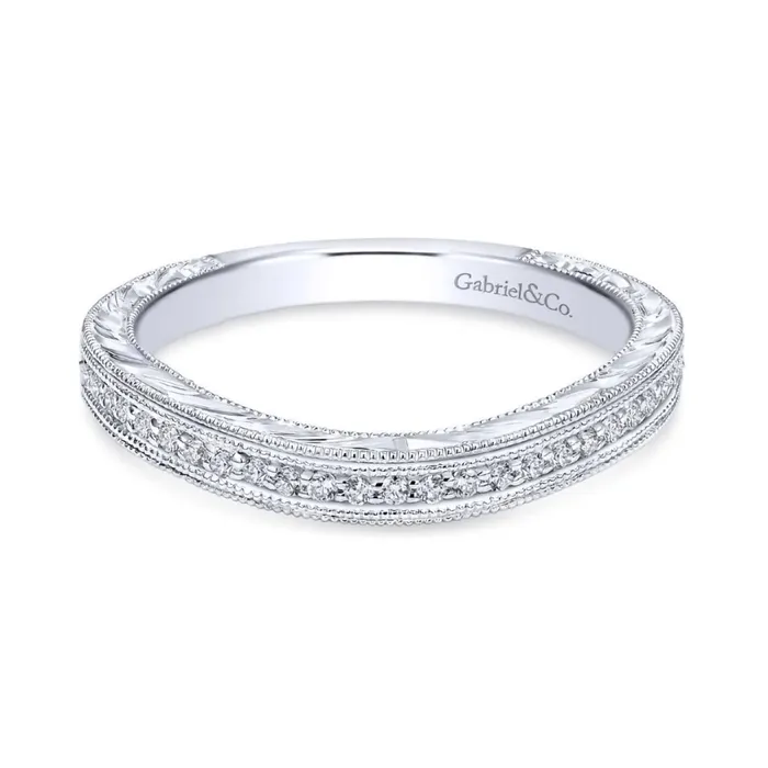 Rings 14K White Gold diamond controu Wedding Band GABRIEL CO