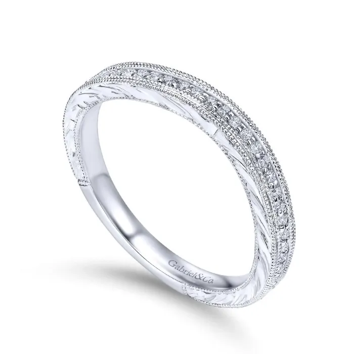 Rings 14K White Gold diamond controu Wedding Band GABRIEL CO