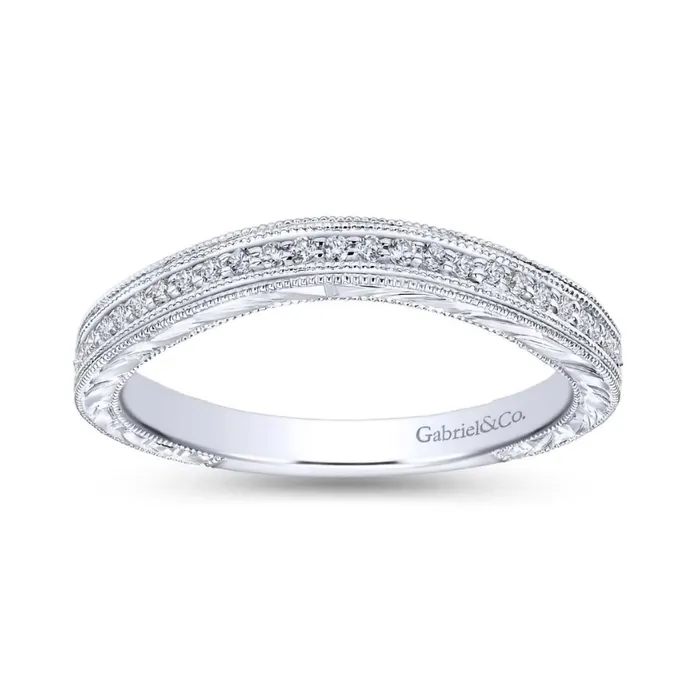 Rings 14K White Gold diamond controu Wedding Band GABRIEL CO