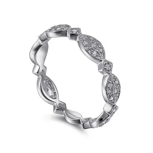 Rings 14K White Gold Marquise Station Pave Diamond Stackable Ring GABRIEL CO Rings 14K White Gold Marquise Station Pave Diamond Stackable Ring GABRIEL CO