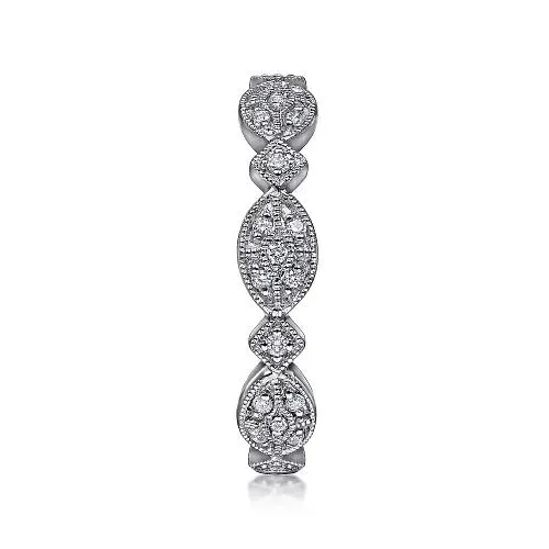 Rings 14K White Gold Marquise Station Pave Diamond Stackable Ring GABRIEL CO Rings 14K White Gold Marquise Station Pave Diamond Stackable Ring GABRIEL CO