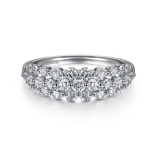 Rings 14K White Gold Multi Row Diamond Ring GABRIEL CO