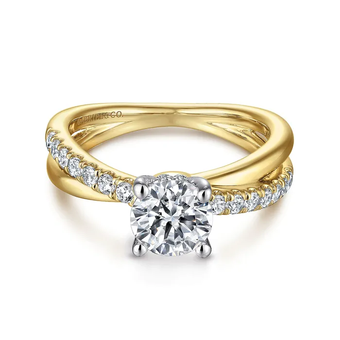 Rings 14K WhiteYellow Gold Round Diamond Engagement Ring Setting Only GABRIEL CO Rings 14K WhiteYellow Gold Round Diamond Engagement Ring Setting Only GABRIEL CO