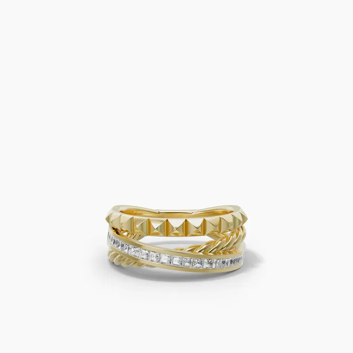 Rings 8MM CROSSOVER TRIO 3ROW RING DI 18K David Yurman