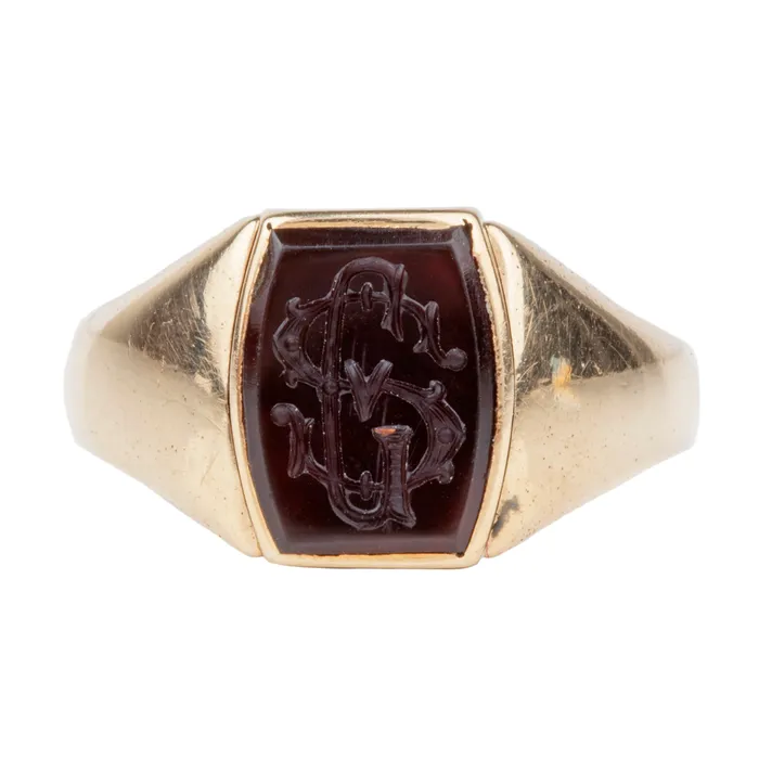 Rings Antique carved agate Swivel Signet Ring Bell Bird Antiques