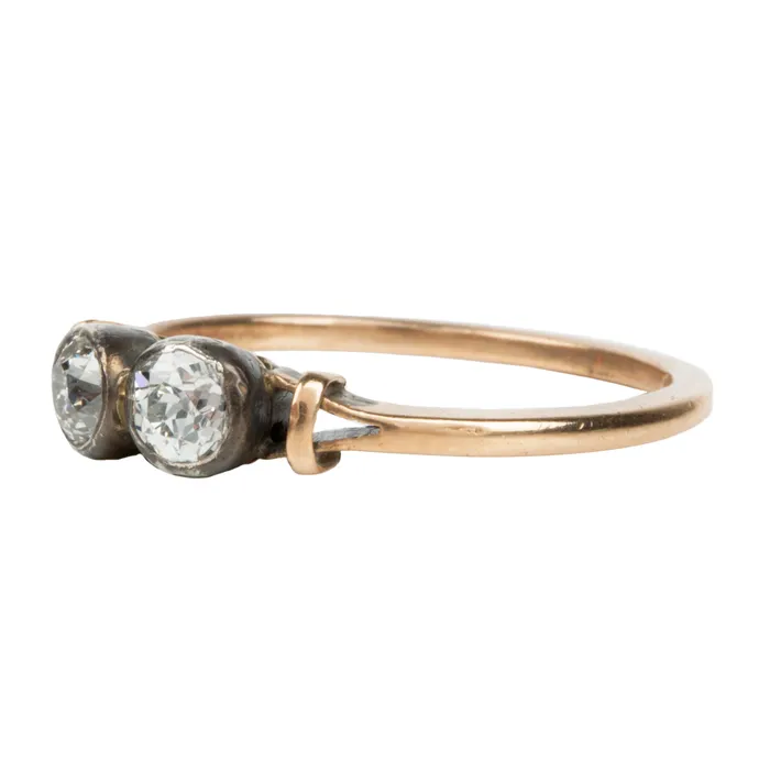 Rings Bell Bird Antiques Early 20th Century Two Stone Diamond Toi et Moi Ring
