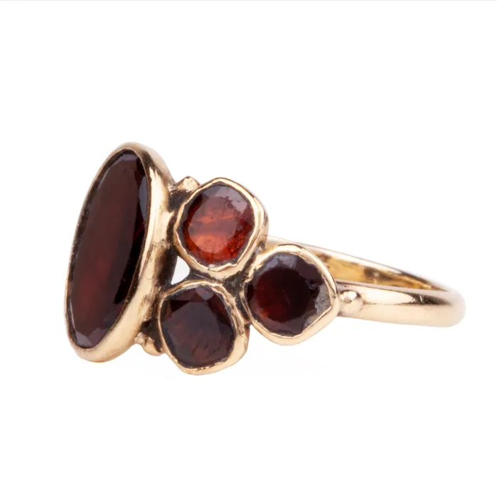 Rings Bell Bird Antiques Georgian Era Garnet Seven Stone Ring