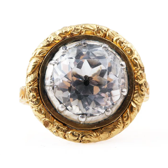 Rings Bell Bird Antiques Georgian Gold Rock Crystal Ring