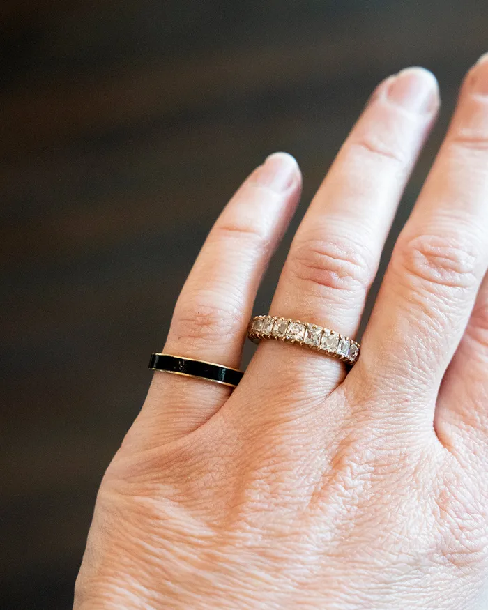 Rings Bell Bird Antiques Vintage Black Enamel Band