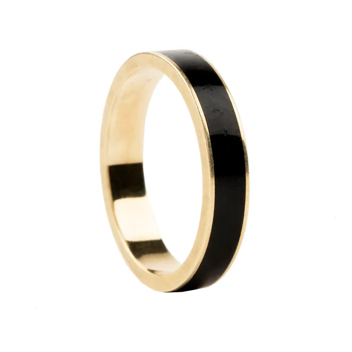 Rings Bell Bird Antiques Vintage Black Enamel Band